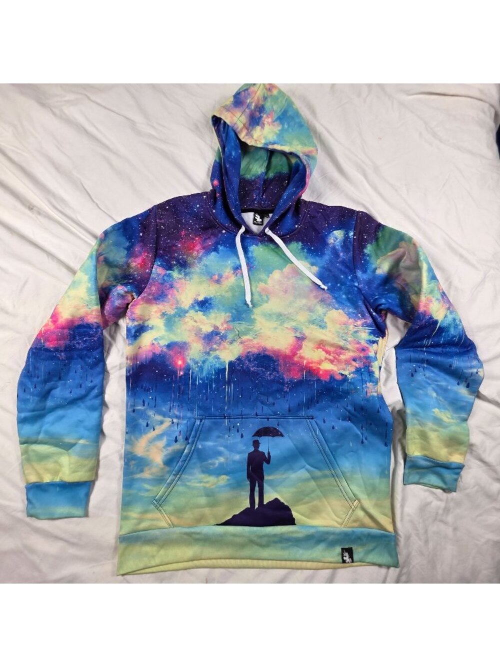 iHeartRaves Umbrella Man Galaxy Hoodie 2XL Rave Festival Graphic Pullover